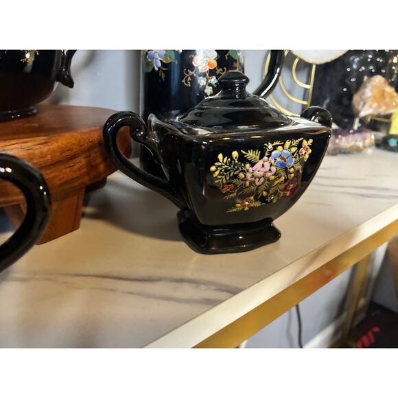 Antique Price Bros England Teapot Set – Hand-Painted Black Luster – 4-Piece Set - Picture 8 of 14